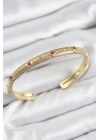 BFS Pirinç Renkli Zirkon Taşlı Vintage Model Gold Renk Kadın Kelepçe