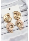 BFS Pirinç Sarmal Sallantılı Deniz Kabuğu Vintage Model Gold Renk Küpe