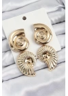 BFS Pirinç Sarmal Sallantılı Deniz Kabuğu Vintage Model Gold Renk Küpe