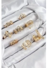 BFS Pirinç Sarmal Ve Yıldız Model Gold Renk Kadın Yüzük Kombin Set