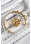 BFS Pirinç Topcuk Model Gold Renk Bileklik Yüzük Set