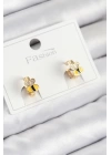 BFS Pirinç Zirkon Taşlı Arı Model Gold Renk Çocuk Küpe