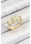BFS Pirinç Zirkon Taşlı Damla Model Gold Renk Kadın Yüzük