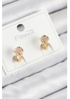 BFS Pirinç Zirkon Taşlı Dondurma Model Gold Renk Çocuk Küpe