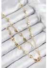 BFS Pirinç Zirkon Taşlı Kalp Model Gold Renk Y Kolye