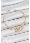 BFS Pirinç Zirkon Taşlı Kelebek Ve Yıldız Model Gold Renk Charm Bileklik