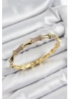 BFS Pirinç Zirkon Taşlı Kemik Model Gold Renk Vip Kadın Bileklik
