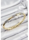 BFS Pirinç Zirkon Taşlı Kemik Model Gold Renk Vip Kadın Bileklik