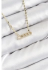 BFS Pirinç Zirkon Taşlı Messika Model Ezme Zincir Gold Renk Kadın Kolye