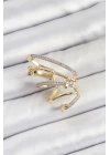BFS Pirinç Zirkon Taşlı Sıkıştırma Sağ Kıkırdak Gold Renk Kadın Küpe