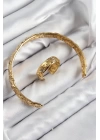 BFS Pirinç Zirkon Taşlı Vintage Model Gold Renk Bileklik Yüzük Set