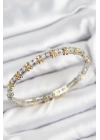 BFS Pirinç Zirkon Taşlı XOXO Model Gümüş Ve Gold Renk Kadın Bileklik