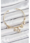 BFS Pirinç Zirkon Taşlı Yıldız Model Gold Renk Charm Bileklik