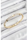 BFS Pirinç Zirkon Taşlı Yıldız Model Gold Renk Yaylı Kadın Bileklik