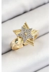 BFS Pirinç Zirkon Taşlı Yıldız Model Gold Ve Gümüş Renk Kadın Yüzük