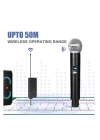 BFS Profesyonel Çiftli Kablosuz Mikrofon Seti Karaoke Şarj Edilebilir 50 Metre Mesafe