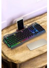 BFS Q Klavye RGB Işıklı Klavye Ve Mouse Seti Kablolu Mouse Hediyeliş