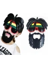 BFS     Rasta Peruklu Rasta Sakallı Bob Marley Bıyıklı Parti Gözlüğü 27x18 cm