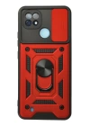 BFS  Realme C21 Kılıf Pars Lens Yüzüklü Silikon - Kırmızı