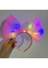 BFS     Rengarenk Led Işıklı Fiyonk Şekilli Tül Parti Tacı Pembe Renk 25x25 cm