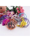 BFS  Renkli Metal Kafesli Peluş Fareli Kedi Köpek Oyuncağı Oyun Topu 6 cm