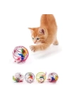 BFS  Renkli Metal Kafesli Peluş Fareli Kedi Köpek Oyuncağı Oyun Topu 6 cm