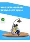 BFS Romantik Çift Temalı Dekoratif Masa Lambası Yumuşak LED Işık