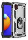 BFS  Samsung Galaxy A01 Core Kılıf Sofya Yüzüklü Silikon Kapak - Gümüş