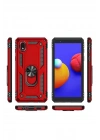 BFS  Samsung Galaxy A01 Core Kılıf Sofya Yüzüklü Silikon Kapak - Kırmızı