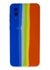 BFS  Samsung Galaxy A02 Kılıf Ebruli Lansman Silikon - Mavi-Turuncu