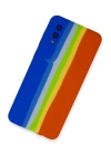 BFS  Samsung Galaxy A02 Kılıf Ebruli Lansman Silikon - Mavi-Turuncu