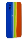 BFS  Samsung Galaxy A02 Kılıf Ebruli Lansman Silikon - Mavi-Turuncu