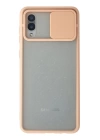 BFS  Samsung Galaxy A02 Kılıf Palm Buzlu Kamera Sürgülü Silikon - Pembe