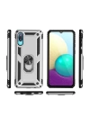BFS  Samsung Galaxy A02 Kılıf Sofya Yüzüklü Silikon Kapak - Gümüş