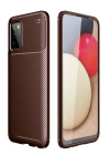 BFS  Samsung Galaxy A02S Kılıf Auto Focus Karbon Kapak - Kahverengi