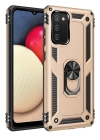 BFS  Samsung Galaxy A02S Kılıf Sofya Yüzüklü Silikon Kapak - Gold