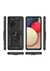 BFS  Samsung Galaxy A02S Kılıf Sofya Yüzüklü Silikon Kapak - Siyah