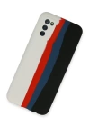 BFS  Samsung Galaxy A03S Kılıf Ebruli Lansman Silikon - Beyaz-Siyah