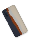 BFS  Samsung Galaxy A03S Kılıf Ebruli Lansman Silikon - Lacivert-Krem