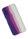 BFS  Samsung Galaxy A03S Kılıf Ebruli Lansman Silikon - Mor-Beyaz