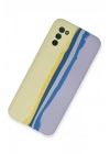 BFS Samsung Galaxy A03S Kılıf Ebruli Lansman Silikon - Sarı-Lila