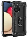 BFS  Samsung Galaxy A03S Kılıf Sofya Yüzüklü Silikon Kapak - Siyah