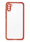 BFS  Samsung Galaxy A11 Kılıf Miami Şeffaf Silikon - Kırmızı