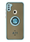 BFS  Samsung Galaxy A11 Kılıf Montreal Yüzüklü Silikon Kapak - Buz Mavi