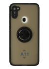 BFS  Samsung Galaxy A11 Kılıf Montreal Yüzüklü Silikon Kapak - Siyah