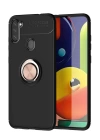 BFS  Samsung Galaxy A11 Kılıf Range Yüzüklü Silikon - Siyah-Gold