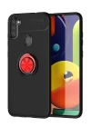 BFS  Samsung Galaxy A11 Kılıf Range Yüzüklü Silikon - Siyah-Kırmızı