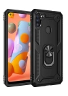 BFS  Samsung Galaxy A11 Kılıf Sofya Yüzüklü Silikon Kapak - Siyah
