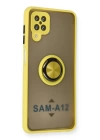 BFS  Samsung Galaxy A12 Kılıf Montreal Yüzüklü Silikon Kapak - Sarı