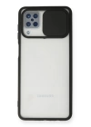 BFS  Samsung Galaxy A12 Kılıf Palm Buzlu Kamera Sürgülü Silikon - Siyah